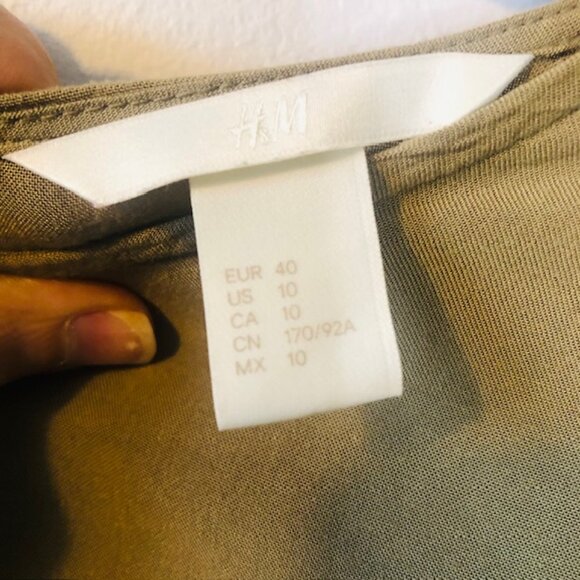 Boho H&M Mini Olive Green Dress Size 10 - Picture 4 of 6